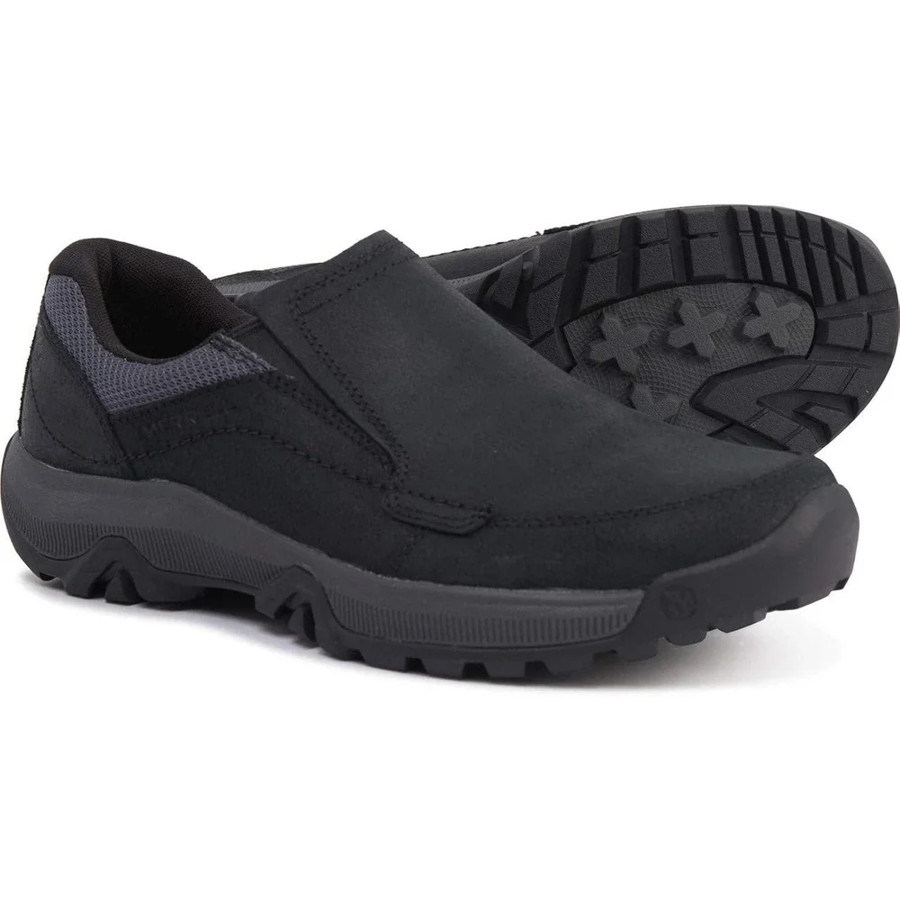 Merrell Mens Anvik Pace Moc Black Leather Slip On Hiking Shoes J95159 Size 10.5